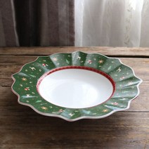 도자기식판 성인식판 다이어트 다이어트식판 가정용 레드 크리스마스, 6.Green Deep Plate