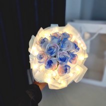 로맨틱앤 비누꽃 LED 꽃다발, 블루핑크, 1개