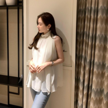 [유미르] 샐리 홀터넥 뒷 리본 쉬폰 나시 블라우스