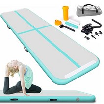 에어트랙 체조 에어매트 텀블링매트 (3 4 5 6M길이1m 폭10 20cm 두께) 체조 넘어짐매트 인플레터블 에어펌프포함 가정용 트레이닝 치어리딩 태권도 수상요가 무도, 그린 + 300*100*10cm