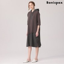 [보니스팍스(여성의류)] [보니스팍스]지퍼 우븐배색 후드 원피스-MR85OP046