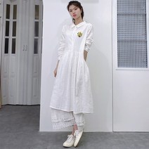 [세인트이브] 2x1337 고퀄 루즈핏 보헤미안 꽃자수 보들보들 면소재 롱원피스