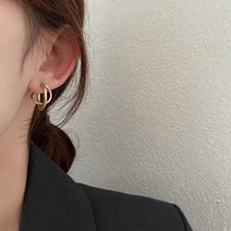 모파 선물 레이어드 꼬임 골드 파이프 링 귀걸이
