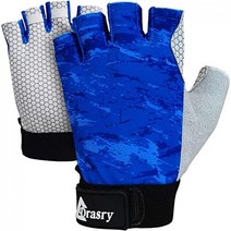 Drasry UV Fishing Gloves Fingerless Sun Protection Men Women UPF50+SPF for Fishing Kayaking Paddling, Blue, Medium