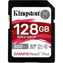 Kingston Canvas React Plus 128GB SD 카드 | SDXC UHS-II 300R/260W U3 V90 풀 HD/4K/8K SDR2/128GB, 캔버스 리액트 플러스