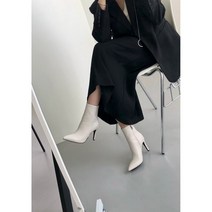 [각선미뿜뿜 슬림라인ver] 옆지퍼 여성 세모코스틸레토 가성대비굿슈즈신발추천 여자여성데일리 발이편한 착화감좋은 블랙아이보리화이트 예쁜무난깔끔디자인 앵클부티하이힐 숏부츠 10cm