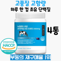 뉴질랜드 프리미엄 초유 고함량 하루 단백질 초유2 000mg 단백질20g 면역글로불린 성장인자 락토페린, 4통