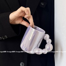 손잡이 머그잔 홈카페 커피 컵 펄 컬러 요정 버블 예쁜컵 집들이 선물, 6 은색 펄 머그잔