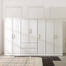 장인가구 클로이 S1 1600옷장세트(옷장+투서랍), 화이트