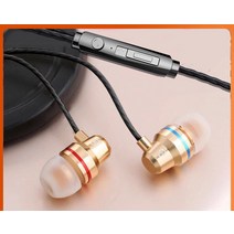 DFMEI 메탈 인이어 이어폰 중저음선 콘트롤러 맥케이블 이어폰 PC 일반 게이밍 이어폰, 베이직 맥골드