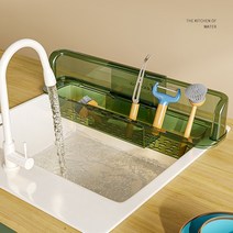 엔템 싱크대 설거지 물막이 물튀김방지 가림막, 블랙투명