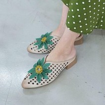 브이와이 [VY] 여자 꽃무늬 펀칭 봄블로퍼 꽃구경 해바라기 슬리퍼