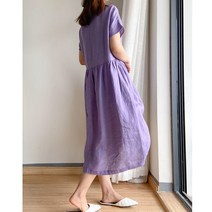 여성 여름 일상적 반팔 롱 빅사이즈 면 원피스 6색