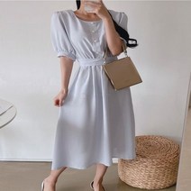 브이와이 여자 신혼여행 벌룬 후레아 잔주름 원피스