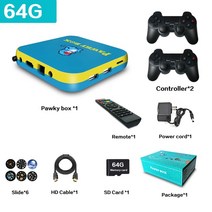 Pawky Box 게임 콘솔 PS1/DC/나오미 50000 슈퍼 WiFi 미니 TV 키즈 레트로 4K 비디오 플레이어, 01 US plug, 01 64G 33000 Games BY