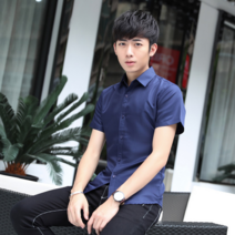 베이직클로즈 2nd 남성 슬림핏 솔리드 반팔 와이셔츠 남자 정장셔츠