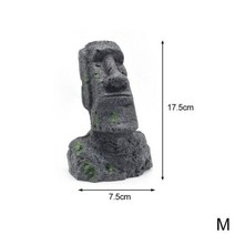 우주로직 조각상/오브제 이스터 섬 돌 동상 수지 장식 물고기 탱크 수족관 장식 그놈 테라리움 파충류 탱크 인공 돌 홈 장식, M