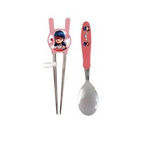 르번 레이디버그 스푼 + 양손 교정 젓가락 세트, 혼합색상, 1세트