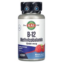 KAL B-12 메틸코발라민 레드 라즈베리 90 마이크로 정, 1개