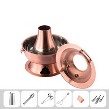 이우미 훠궈 화로 샤브샤브 냄비 중국베이징 전골 구리솥 화로전골 냄비RW1054, 사진색, 34cm