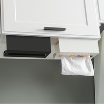 거치형 페이퍼 핸드 키친 타올 휴지 리필 티슈 케이스 걸이 디스펜서 거치식 홀더 지퍼팩 일회용장갑 거치대 부착형, 블랙