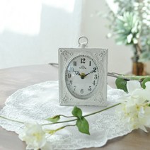 꼬떼따블 스퀘어 프렌치 빈티지 엔틱 화이트 인테리어 탁상시계(1914191)