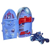 PJ Masks 2-in-1 HQ 플레이세트 본부 및 로켓 미취학 아동용 장난감 만 3세 이상 아동용 캣보이 액션 피규어 및 캣카 차량 포함, Frustration Free