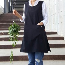 방가지똥 빅포켓 블랙린넨 앞치마 원피스 어린이집 유치원, 66사이즈, 1개