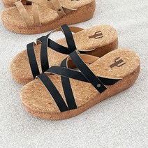 셀러허브 여성패션 [오노마] ONM 코르크 엑스 웨지 슬리퍼(6cm) SM-5161