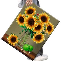 FASEN 액자 캔버스형보석십자수 DIY세트 라운드 비즈 40 X 50cm, FSE79.해바라기 2