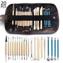 도자기 점토 조각 도구 키트 초보자를 운반 케이스 가방 포함 전문가용 링 DIY, 20pcs set