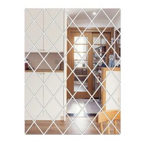 흑경 자체 접착 다이아몬드 아크릴 거울 입체 벽 스티커 거실 식당 배경 장식, L 100x100, 실버