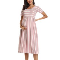 키큰임부복 태교여행원피스 키작녀 오피스 임부복 조리원복 여성 여름 캐주얼 스트라이프 출산 드레스 짧은