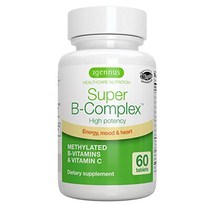 슈퍼 b-복합체 - 메틸화 지속 방출 b 복합 amp 비타민 C 엽산 증폭기 메틸코발라민 비건 60 작은 정제, 180개(1팩)