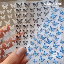 3색 화이트 블루 블랙 우아한 나비 네일스티커, to676 블루