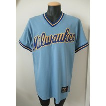 밀워키Brewers Majestic저지 Sz L Cooperstown Collection Pullover MLB Blue