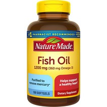 생선오일 50일분 오메가3보충제 피쉬오일1200mg, Nature made 오메가3 230정(1팩)