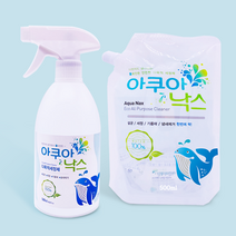 아쿠아낙스 500ml 다목적 세정제 (살균 탈취 세정) 시계세척제 전해수 알칼리이온수, 500ml x 1개 + 리필 500ml x 1개