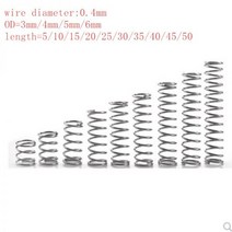 20 개/몫 0.4mm 스테인레스 스틸 마이크로 소형 압축 스프링 OD 3mm/4mm/5mm/6mm 길이 5mm ~ 50mm, 30mm, 7mm 20pcs, 30mm
