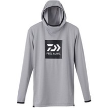 다이와 남성 피싱 후드 긴소매 게임 티셔츠 DE-9220 긴팔티 후드티, 그레이