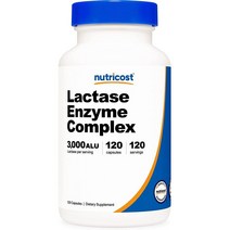 뉴트리코스트 Nutricost 락타아제 컴플렉스 3000ALU 캡슐 글루텐 프리, 120개입 × 1개, 1개