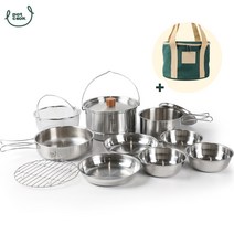 포트쿡 엠보싱마스터 통3중 스텐 코펠 세트 12P EM-12 4-5인용 캠핑용 IH