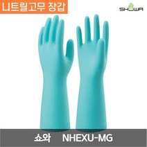 쇼와 나이스핸드 엑스트라 약한 두꺼운 니트릴고무 장갑 NHEXC-MG 그린 M 1켤레, 1개