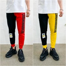 투톤 컬러 명품 라벨 패치 남자 트레이닝 조거 바지 3컬러