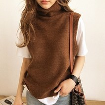 여성골프조끼 베스트 셀러 신작 니트 하이 넥 느슨한 편안한 캐시미어 스웨터 민소매 스웨터 풀오버