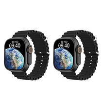 초등 스마트워치 호환 2023 스마트 워치 시리즈 8 울트라 1:1 49mm 케이스 NFC 혈액 산소 GPS 블루투스 방수 남성 여성 AppleWatch, Double Blick 2_49mm