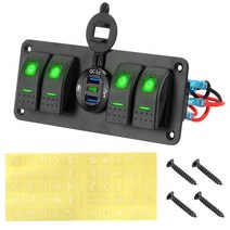 선박용 램프 라이트 24V 12V 자동차 스위치 패널 4 로커 토글 USB 충전기 3.0 볼트 테스트 캐러밴 액세서리 해양 보트 트레일러 트럭 RV, [03] green