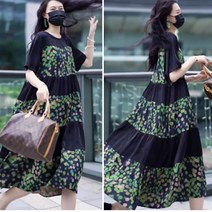 엘레강스 프린트 실크 쿨링 루즈핏 원피스