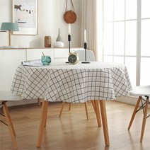 (주)트리 인천가정지사 모던키친 원형 식탁보(120cm) (화이트 체크) (8726308)