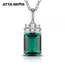 2.0CT VVS1 에메랄드 펜던트 목걸이 팔각형 모양 보석 925 스털링 실버 패션 여성 고급 주얼리 체인 포함